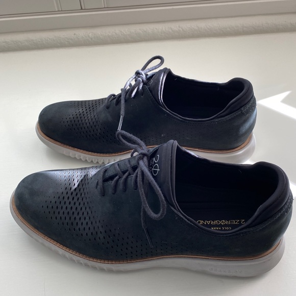 Cole Haan Zerogrand Black Suede Wingtip Oxfords - Picture 8 of 14